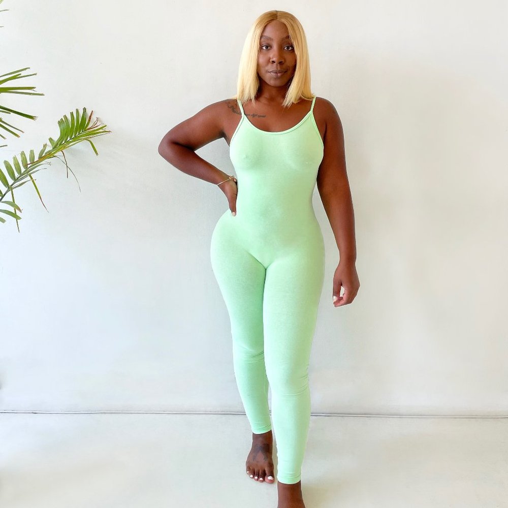 Basic Spaghetti Strap Jumpsuit in Mint
